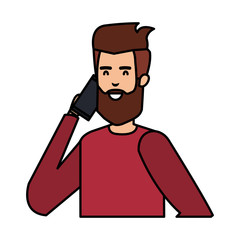 young man calling with smartphone