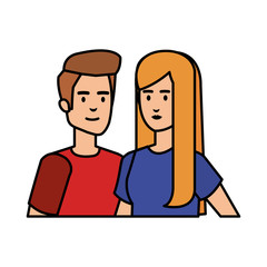 young couple avatars characters