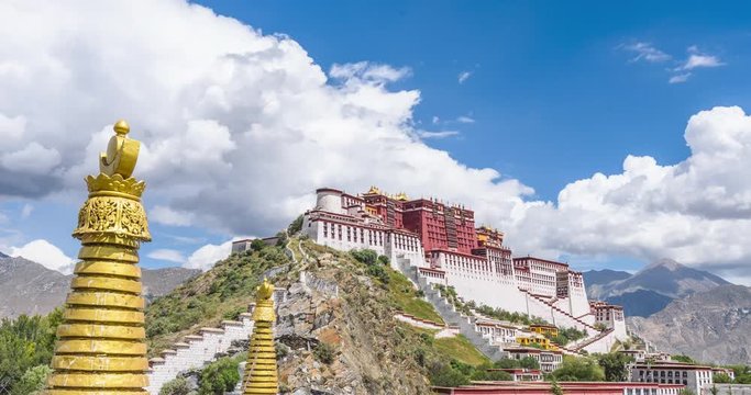  view of the Historic Ensemble of the Potala Palace in Lhasa, Tibet, China, which it is now a museum and world heritage site.