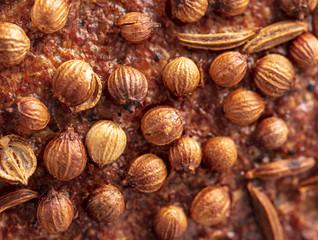 Sesame rye bread as a background