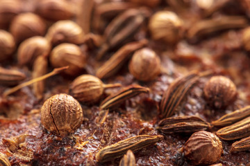 Sesame rye bread as a background