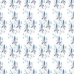 abstract flowers of blue color are small on a white background
