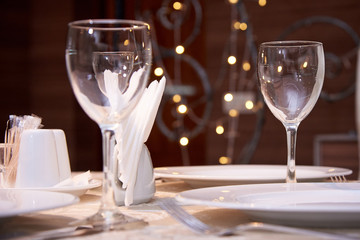 Table setting for a banquet or dinner party.