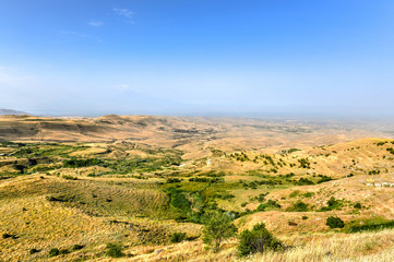 Panoramic mountain view from Jrvezh forest park in Armenia.