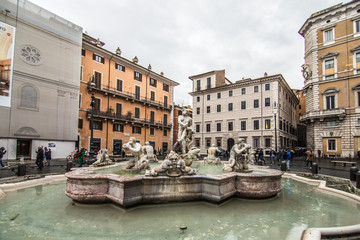 Naklejka na ściany i meble Rome, Italy - November, 2018: Fontana del Moro in Piazza Navona in Rome
