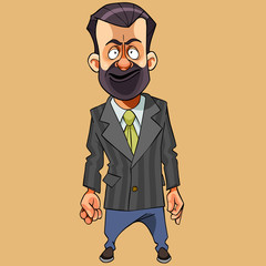 cartoon funny solid man in a suit with tie