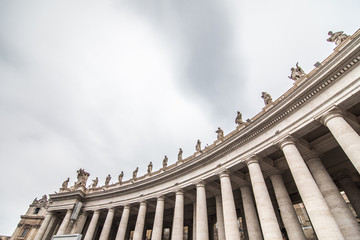 VATICAN CITY - November, 2018: St. Peter's square in front of world's largest church. Papal Basilica of St. Peter's a grandiose elliptical esplanade created in the mid seventeenth century.