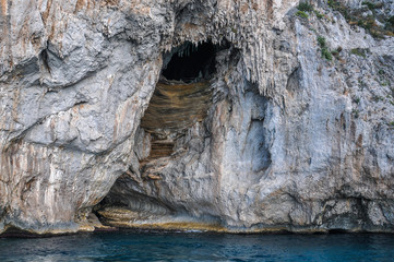 Cave in the cliff of the island of Capri