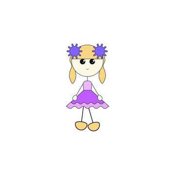 cartoon baby girl toy colored icon. Signs and symbols can be used for web, logo, mobile app, UI, UX