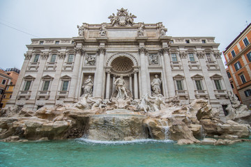 Naklejka na ściany i meble Trevi Fountain in the morning light in Rome, Italy. Trevi is most famous fountain of Rome. Architecture and landmark of Rome.