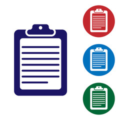 Blue Clipboard with document icon isolated on white background. Vector Illustration © vector_v