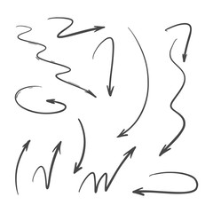 Vector collection of hand drawn doodle arrowss on white background