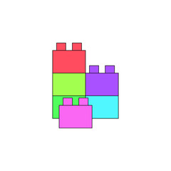 cartoon blocks toy colored icon. Signs and symbols can be used for web, logo, mobile app, UI, UX
