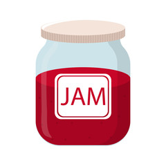 Vector Jam Jar isolated on white backgroud. Natural Healthy Food Production Jam. Vector illustration for Your Design.