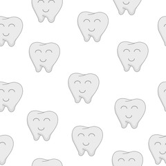 Seamless Pattern with Cute Tooth Character isolated on white background.Dentist Concept. Kid Seamless Pattern. Vector illustration for Your Design.