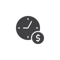 Time is Money vector icon. filled flat sign for mobile concept and web design. Dollar money and clock glyph icon. Symbol, logo illustration. Pixel perfect vector graphics