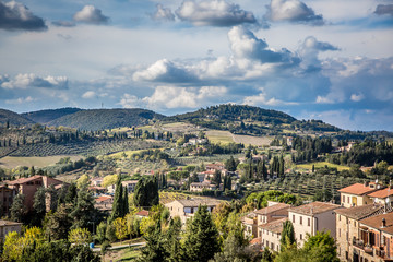 Beautiful autumn landscape in Tuscany. Near San Gimignano, Tuscany, Italy