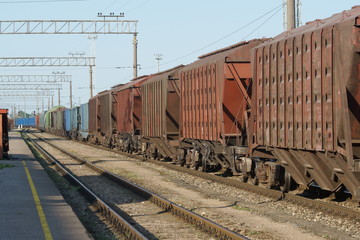 Fototapeta na wymiar Train, cargo, railway,