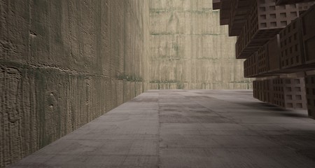 Abstract white and concrete interior. 3D illustration and rendering.