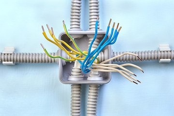 Diagram of installation electrical wiring junction box.