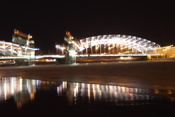 Fototapeta premium Bolsheokhtinsky bridge in winter