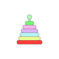 cartoon infant stacker toy colored icon. Signs and symbols can be used for web, logo, mobile app, UI, UX