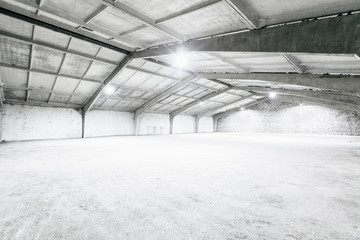 Interior of empty warehouse.