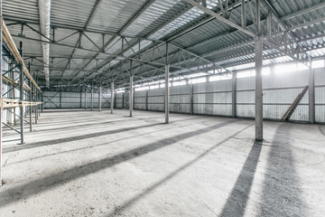Interior of empty warehouse.
