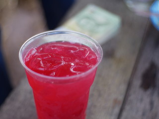glass of red juice summer drink