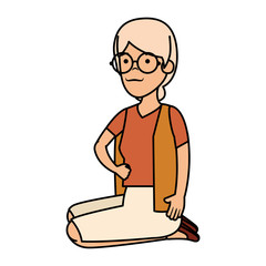 old woman in lotus position character