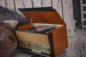 old retro radio, composite image