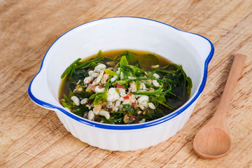 Spicy soup of Red ant eggs are larvae of ants.