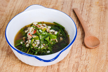 Spicy soup of Red ant eggs are larvae of ants.