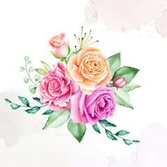 beautiful watercolor floral bouquet and frame collection