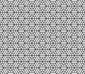 Seamless pattern based on Japanese geometric ornament .Black and white.