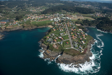 aerial image of the coast of Oleiros-Mera in the region of Coruña, Galicia