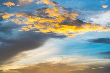 Naklejka na ściany i meble Cloud with blue sky after sunset or sunrise. Nature background. Travel background concept.