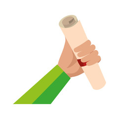 hand lifting graduation certificate roll