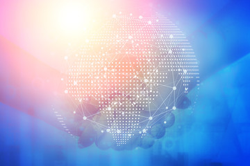 Connection technology line icons with blurred business hand check in background. Modern business technology concept.