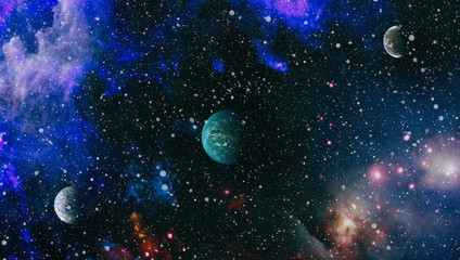 planets, stars and galaxies in outer space showing the beauty of space exploration. Elements...