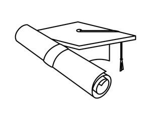 graduation certificate roll and hat