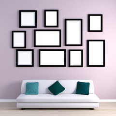 Empty Photo Frames on Wall