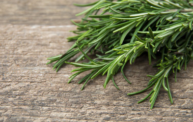 Rosemary bound on a wooden board