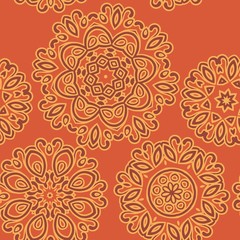 Mandala pattern. Seamless background pattern in oriental style. Vector. Textile design, fabric swatch ,wrapping paper, surface.