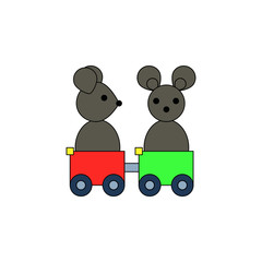 Naklejka premium cartoon mouse train toy colored icon. Signs and symbols can be used for web, logo, mobile app, UI, UX