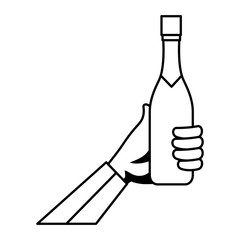 hand with champagne bottle