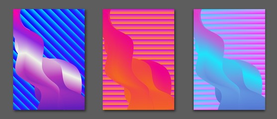 Collection futuristic retrowave templates. For design covers, presentation, invitation, flyers, annual reports, posters and business cards