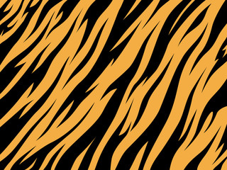Print Tiger texture abstract background orange black. Vector jungle strip