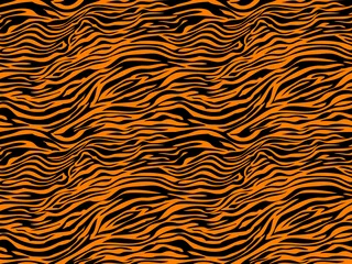 Stickers pour porte Peau animal rayures animaux jungle tigre zèbre fourrure texture motifs sans soudure répétant orange jaunes noirs