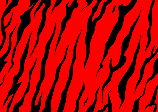 Print stripe animal jungle bengal tiger fur texture pattern seamless repeating red black 